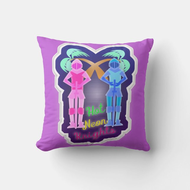 Funny Hot Neon Knights Design Throw Pillow (Front)