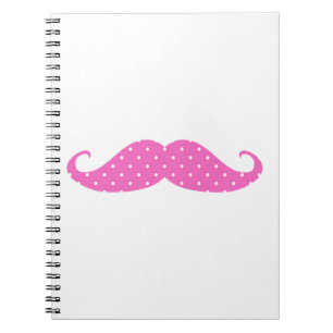 Funny Hot Pink Girly Polka Dots Mustache Notebook