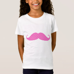 Funny Hot Pink Girly  Polka Dots Mustache T-Shirt