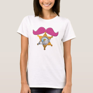 Funny Hot Pink Mustache Police T-Shirt