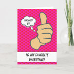 Funny Hot Pink Thumbs Up Valentine Holiday Card