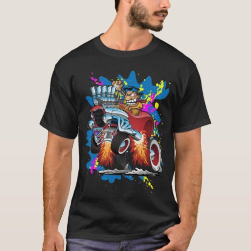 Funny Hot Rod Car Cartoon T_Shirt