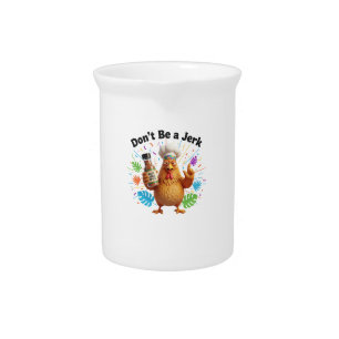 Funny Hot Sauce Chicken Chef Spicy Food Humor Beverage Pitcher
