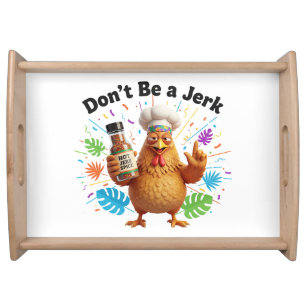 Funny Hot Sauce Chicken Chef    Spicy Food Humor Serving Tray