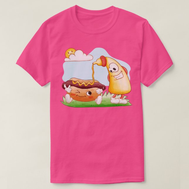 Funny Hotdog And Mustard T-Shirt (Design Front)