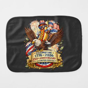 Funny Hotdog Riding Eagle 250th Anniversary USA Baby Burp Cloth