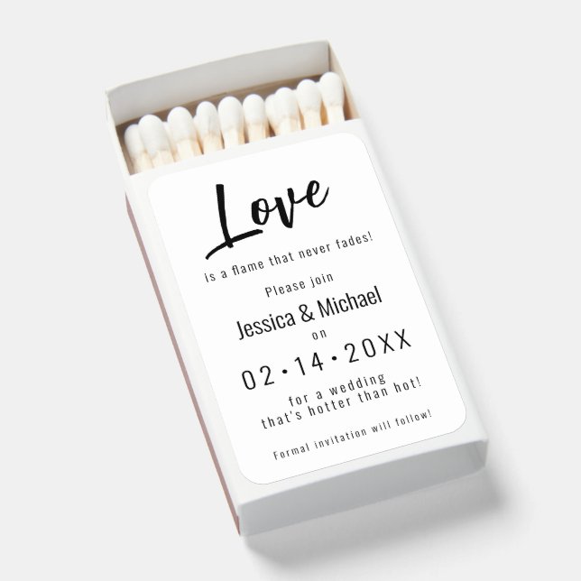 💍 Funny Hotter than HOT save the date Matchboxes (Front Open)
