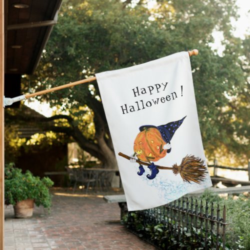 Funny House Flag Halloween Witch Pumpkin Flying