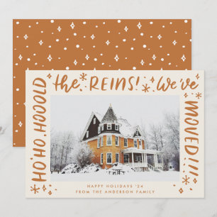 Funny House Moving Brown Lettering Christmas Photo Holiday Card