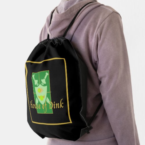 Funny House of Dink Pickleball Crest  Drawstring Bag