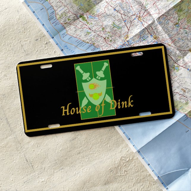 Funny House of Dink Pickleball Crest  License Plate (In Situ)