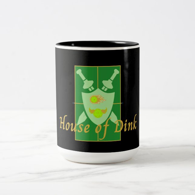 Funny House of Dink Pickleball Crest Two-Tone Coffee Mug (Center)