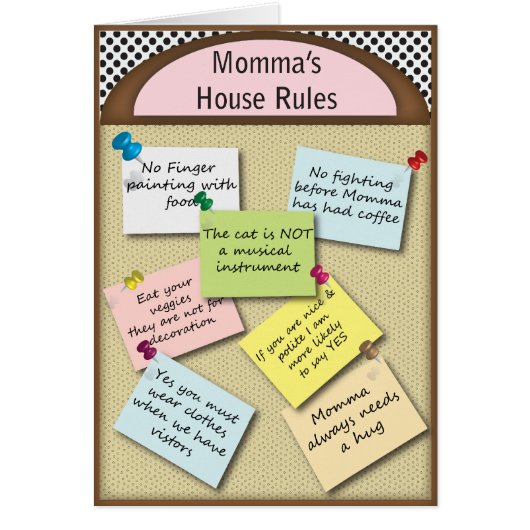 Funny  House Rules Cards (Front)