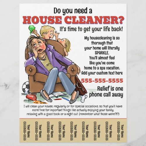 Funny Housecleaning Service Home Housekeeper Promo Flyer