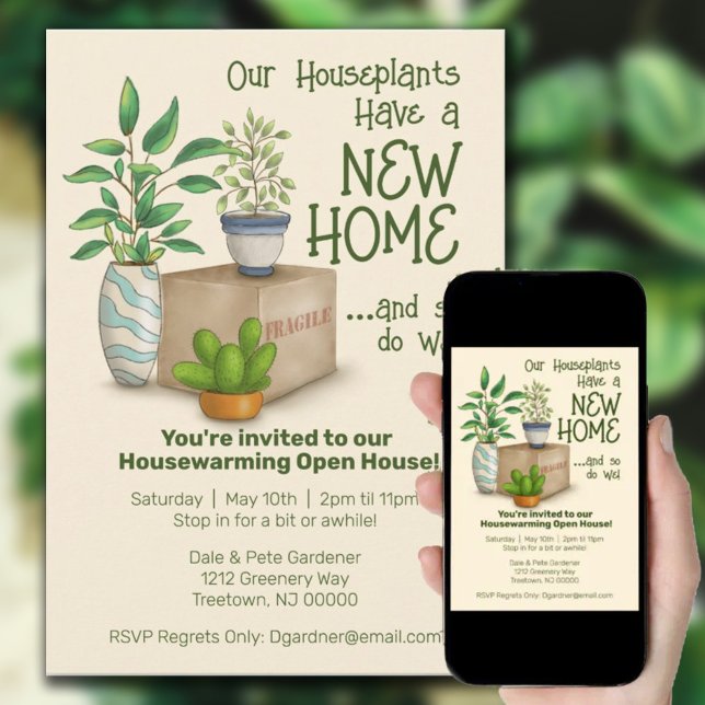 Funny Houseplants Housewarming Invitation (Creator Uploaded)