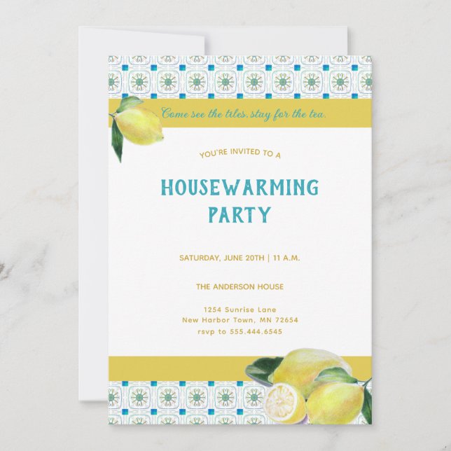 Funny Housewarming Tea Party Boho Humorous Teal Invitation (Front)
