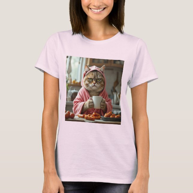 Funny Housewife Cat Meme Gen Z Brainrot T-Shirt (Front)