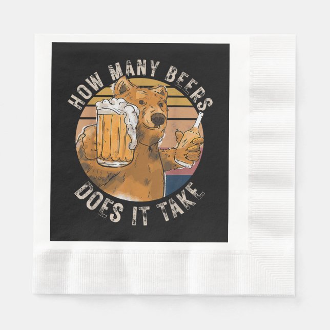 Funny How Many Beers Does It Take Napkins (Front)