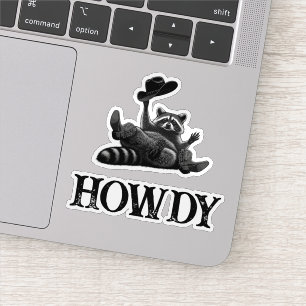 Funny Howdy Raccoon with Cowboy Hat and Boots Sticker