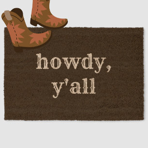 Funny Howdy Y'all Minimal Southern Welcome Coir Fiber Doormat