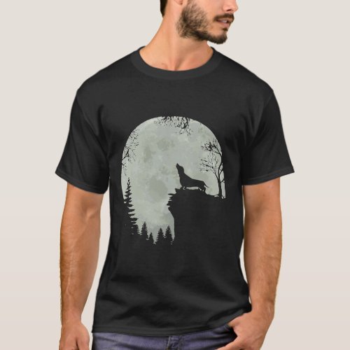 Funny Howling Dachshund Full Moon Wiener Dog T_Shirt