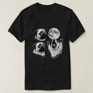 Funny Howling Pug Moon Vintage Celestial Dog Art T-Shirt