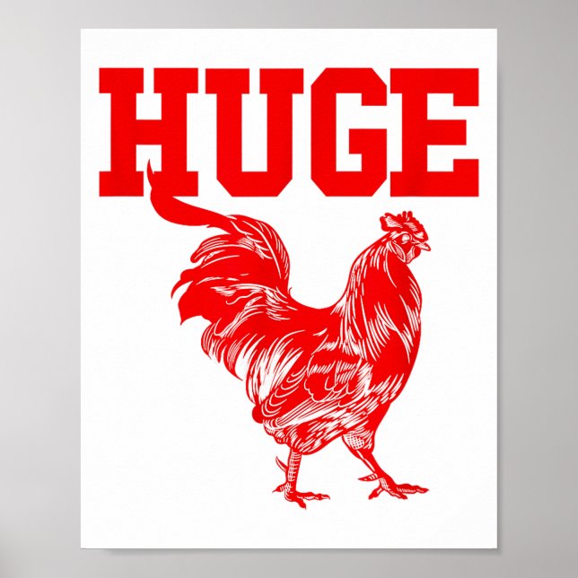 Funny Huge Mens Rooster Graphic  Poster (Front)