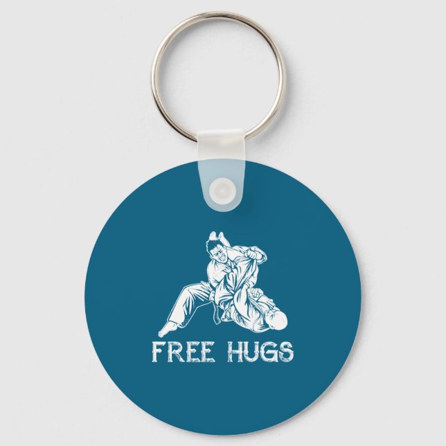 Funny Hugs Brazilian Jiu Jitsu Mma Bjj  Keychain (Front)