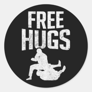 Funny Hugs of Jiu Jitsu Brazilian BJJ MMA Jujitsu Classic Round Sticker