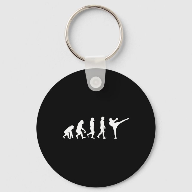 Funny Human Ape Gorilla Evolution Karate Boxing Ki Keychain (Front)