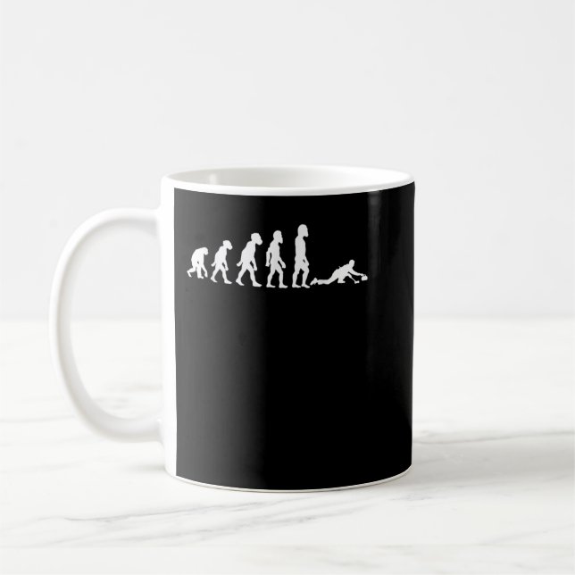Funny Human Curling Evolution Stone Rocks Curler B Coffee Mug (Left)