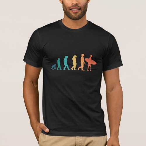 Funny Human Evolution Surfing Gift for Surfers T_Shirt