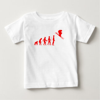 Funny Human Evolution to Skier Baby T-Shirt