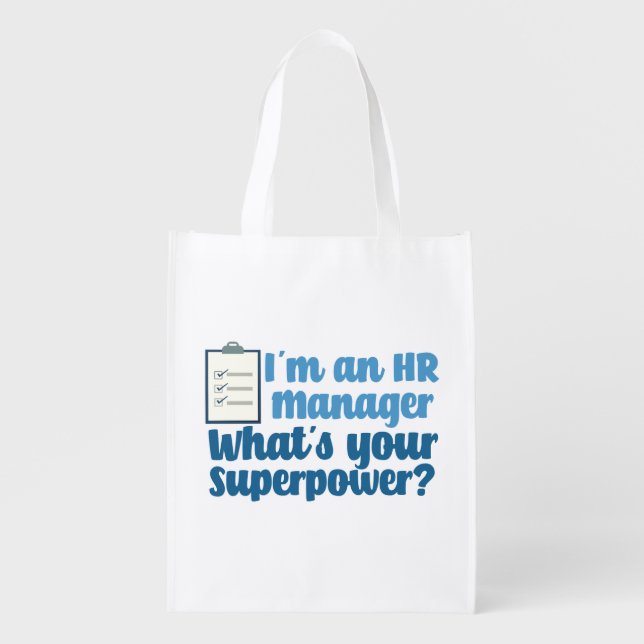 Funny Human Resources Superhero Grocery Bag (Front)