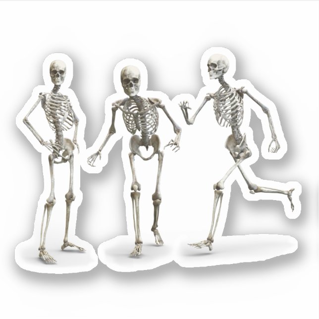 Funny Human Skeleton in Motion Effect Sticker (Front)