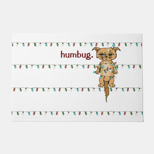 Funny Humbug Tangled Grumpy Christmas Cat Holiday Doormat