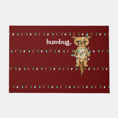 Funny Humbug Tangled Grumpy Xmas Cat Berry Holiday Doormat