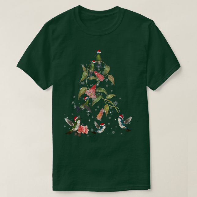 Funny Hummingbird Christmas Tree Porch And Watch  T-Shirt (Design Front)
