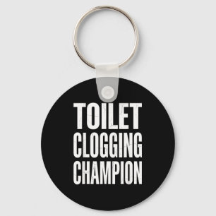 Funny Humor Bathroom Joke Toilet Clogging Chamon  Keychain