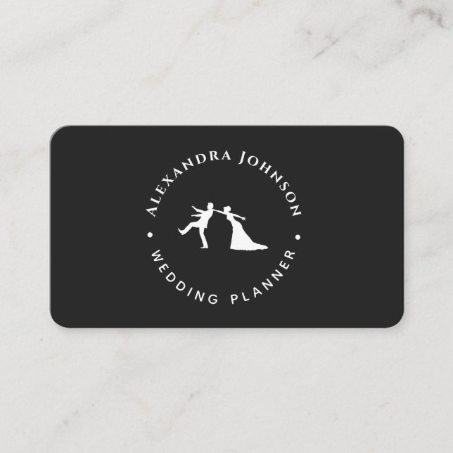 Funny Humor Black White Bride Groom Wedding Theme Business Card (Front)