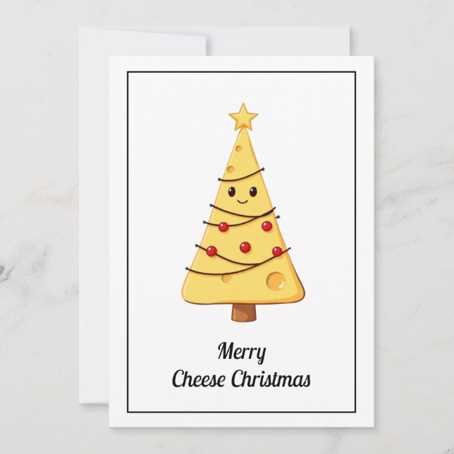 Funny Humor Cartoon Cheese Merry Christmas Holiday Card (Front)