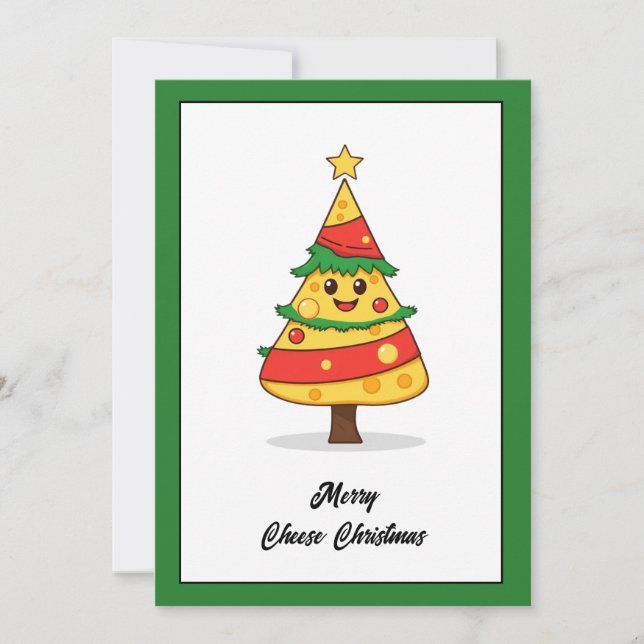 Funny Humor Cartoon Cheese Merry Christmas  Holiday Card (Front)