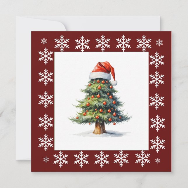Funny Humor Cartoon Merry Christmas Tree Balls Holiday Card (Front)