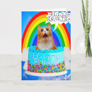 Funny Humor Crazy Cat Surprise Birthday Card