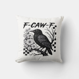 Funny Humor Crow Gothic F-Caw-F Essential Throw Pillow