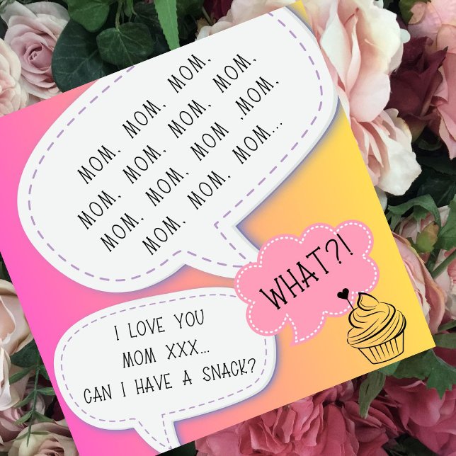  funny humor cupcake Mom PINK mother day  Holiday Card (Creator Uploaded)