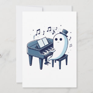 Funny, Humor & Cute Ghost Playing Piano Music Art Invitation