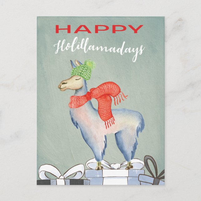 Funny Humor Cute Llama Holiday Postcard (Front)