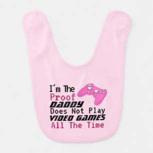 Funny humor daddy doesn't play video game baby bib