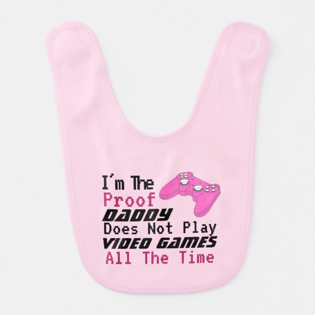 Funny humor daddy doesn't play video game  baby bib (Front)